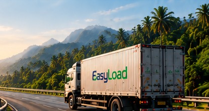 EasyLoad truck on a highway through green hills